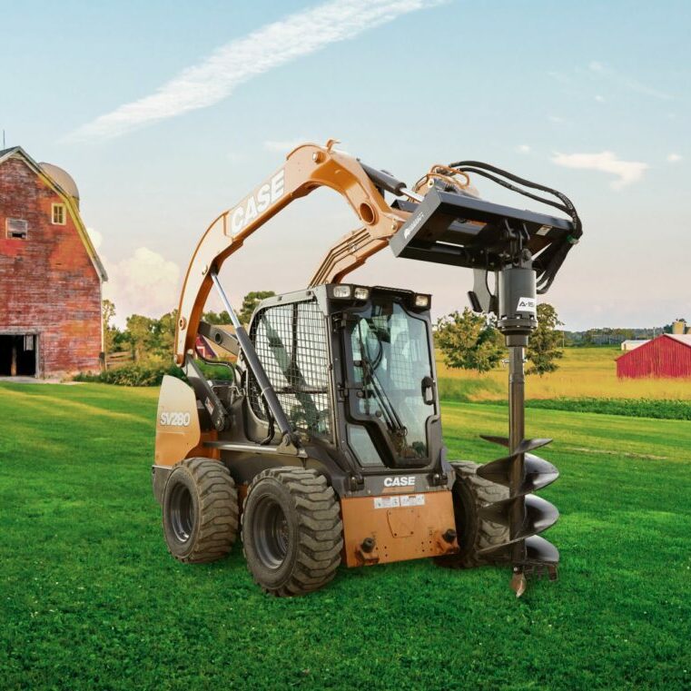 Lawsen Equipment auger drive with farm background